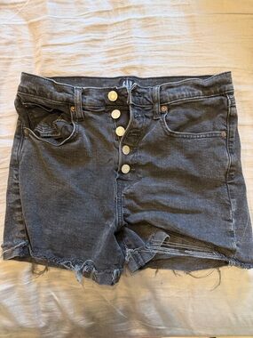 GAP Black Washed Denim Button-Front Cutoff Shorts